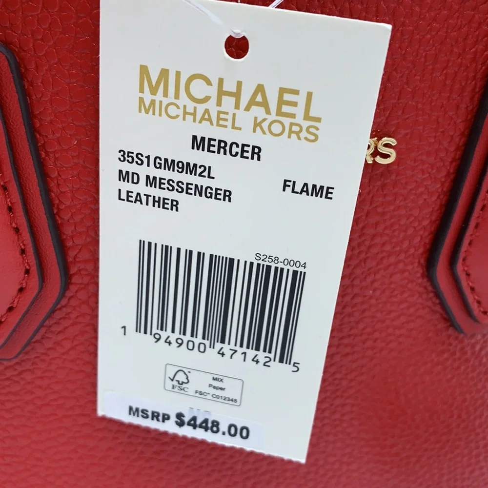 MICHAEL KORS MERCER MEDIUM MESSENGER CROSSBODY BAG FLAME COLOR - Picture 10 of 14
